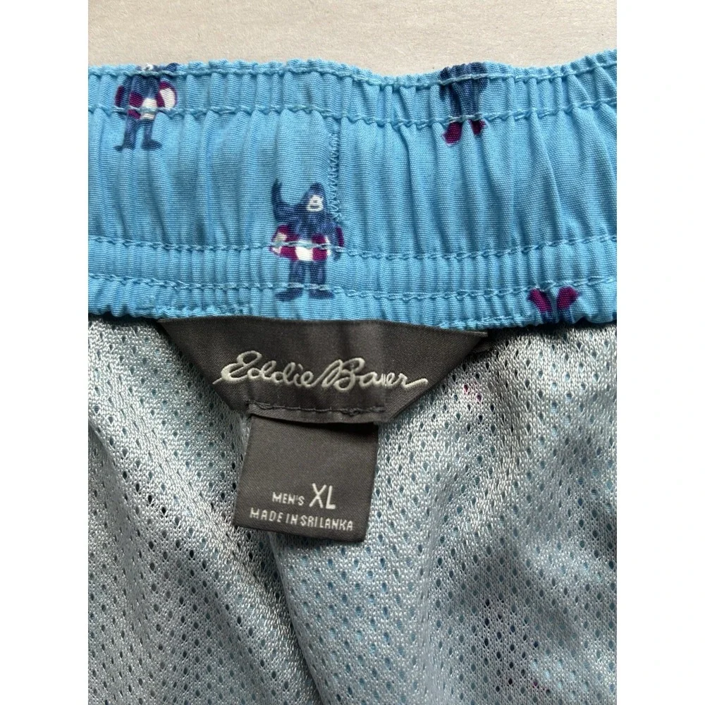 Eddie Bauer All Over Print Swim Shorts‎ Men's XL Blue Pockets Mesh Lined Beach